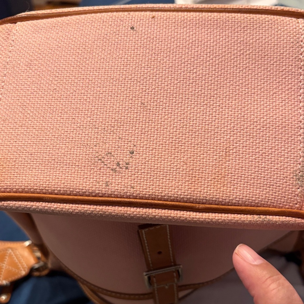 Burberry Pink Canvas Shoulder Bag with Tan Trim - Picture 6 of 10